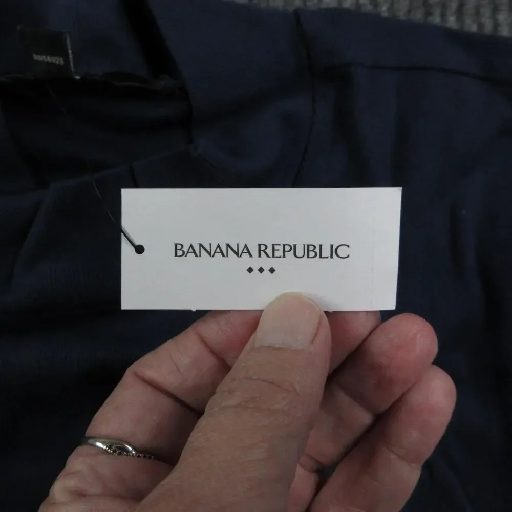 Banana Republic Sweater Womens XL Blue Pullover Mock Neck Tight-Knit Stretch NWT